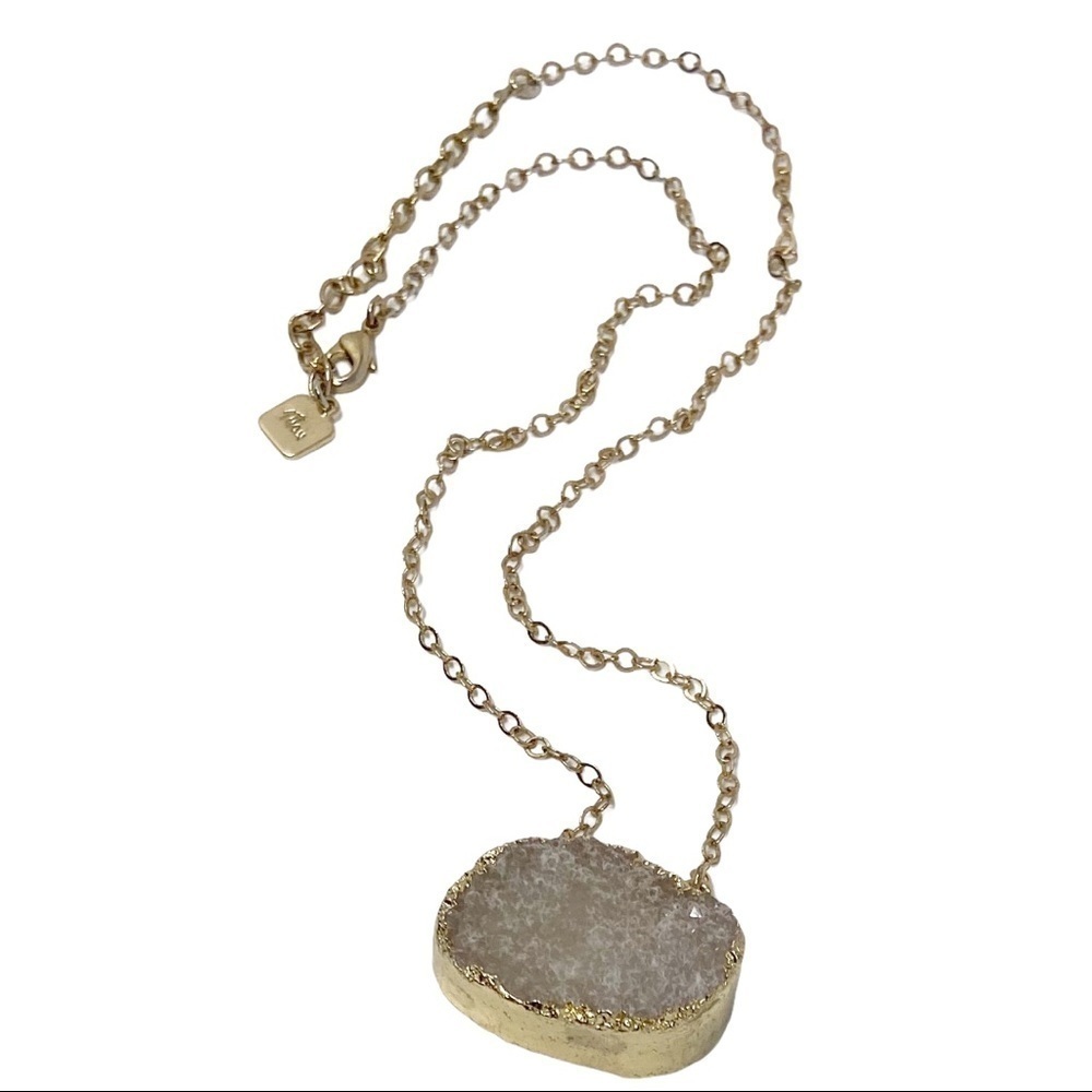 Max & Zoe White Druzy Crystal Gold Tone Necklace - Picture 2 of 5